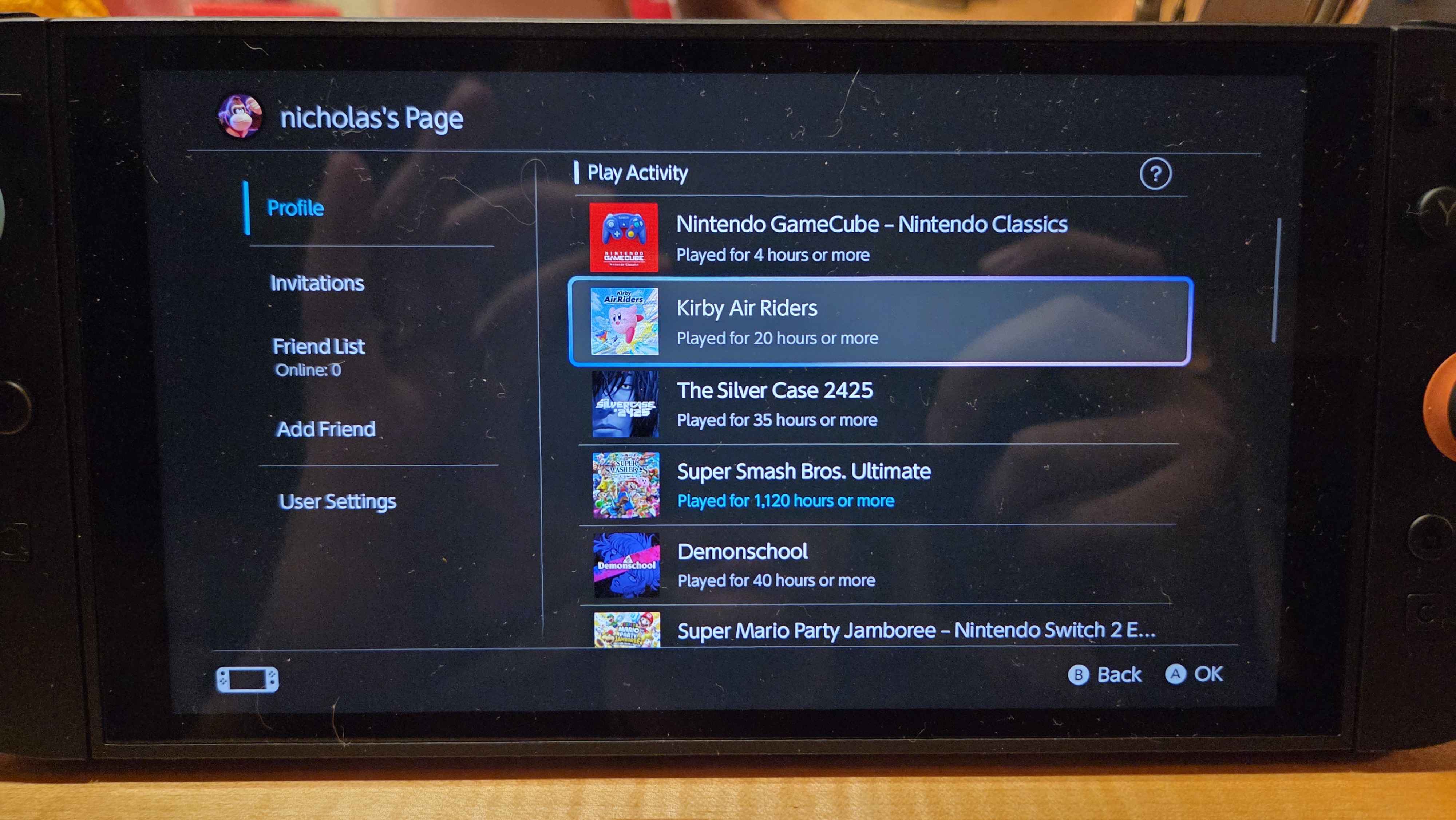 An embarrassingly high playtime on Smash Ultimate.